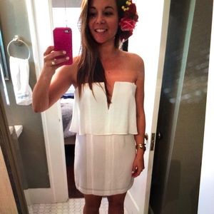 BCBG Maxazria white strapless dress